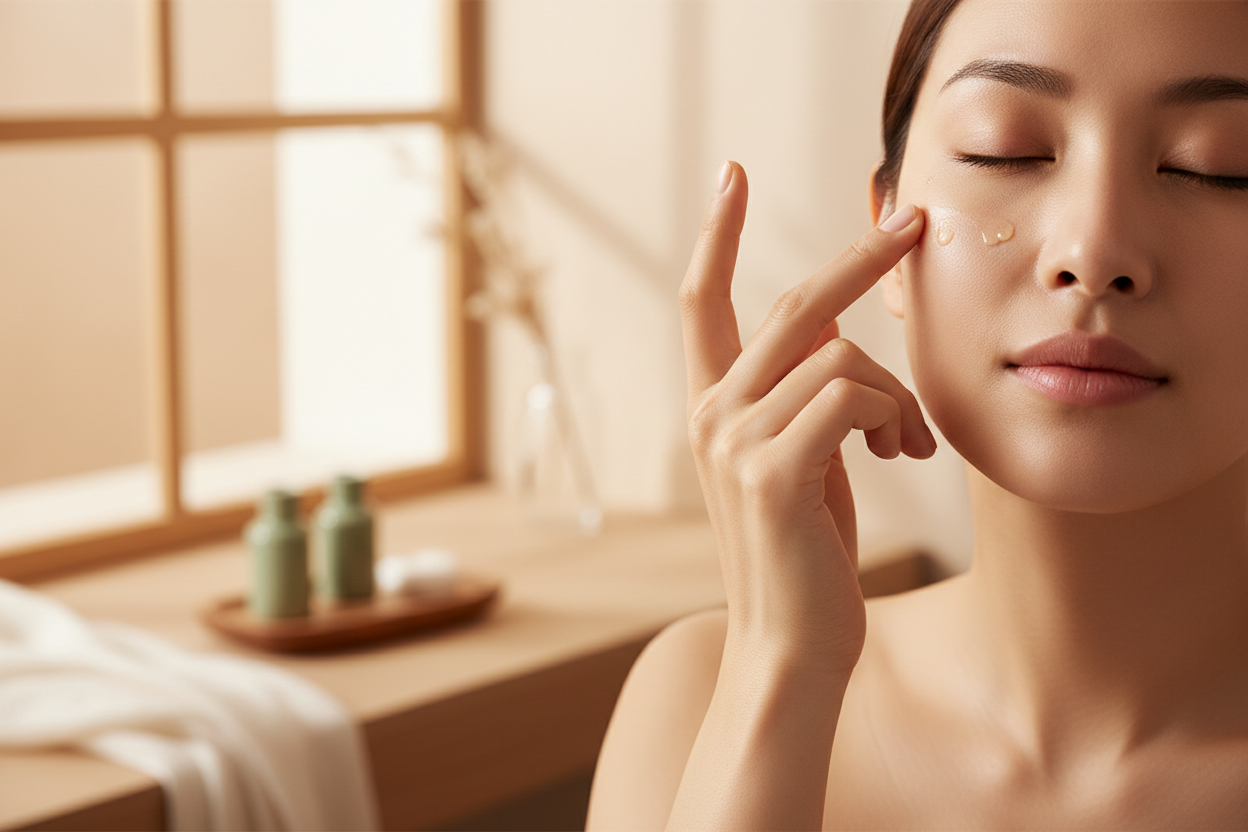 Aplicación correcta del sérum de contorno de ojos Beauty of Joseon con técnica de masaje suave