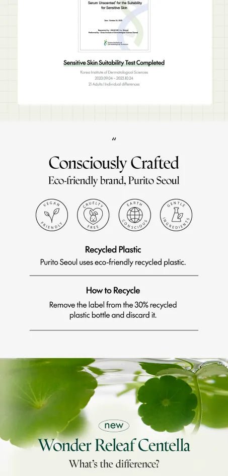 Purito SEOUL - Sérum Wonder Releaf Centella Serum Unscented - 60 ml - True - Yeppo